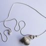 Vintage Sterling Silver 925 Shell with pearl,  Sterling Silver Sea Shell Snake Necklace length 19" - 10,7g Image 8