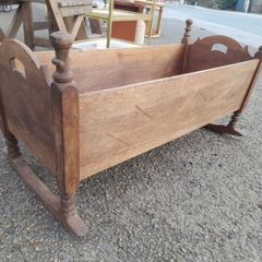 Antique Wooden Rocking Cradle