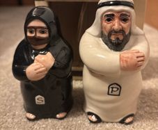 Brand New Al Jaber Arab Man And Woman Salt And Pepper Shaker Black/White