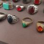 Antique Brass Ring Collection 15 Mixed Handmade Stone & Glass Rings Image 3