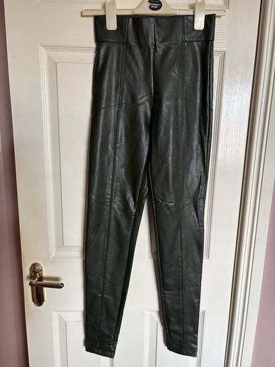 leather look trousers