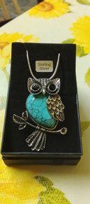 Silver Turquoise stone Owl Pendant