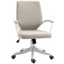 Office Chair Desk Chair Home Office Chair with Rocking Function Backrest Height Adjustable Thickly Padded Ergonomic 360 Swivel Wheels Polyester Nylon PP Beige+White 62x69x92-100 cm Image 5