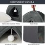 Cat Cave Bed Indoor - Flannel Hooded Cat Igloo House, 40x40x40cm Enclosed Foldable Pet Bed with Removable Washable Cushion Pillow, Dark Grey Image 6