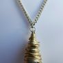 Flapper Gold Chain Necklace With Mixed Metal Wire Coil & Gold Tone Pendant Image 2