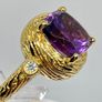 Sterling silver 925 Moroccan Amethyst, White Zircon Solitaire Ring in 18K Vermeil Yellow Gold Plated Sterling Silver Image 4