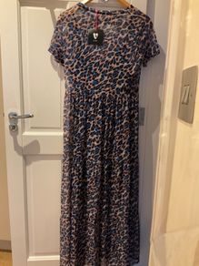 Fab New NWT Maxi dress blue pink leopard animal print by Very Size 14