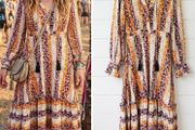 Boho festival maxi dress folk tiered floaty