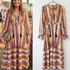 Boho festival maxi dress folk tiered floaty