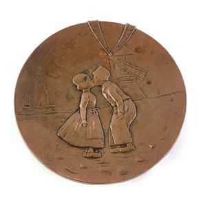 Antique Dutch Bronzed Copper Trinket Dish