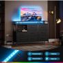 Black Chest of Drawers Bedroom, with LED Light trip with 10 Adjustable Colors and 2 USB and 2 AC Outlets Image 7