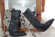 Authentic Paris Texas two tones python snake skin leather 100mm heels ankle boots