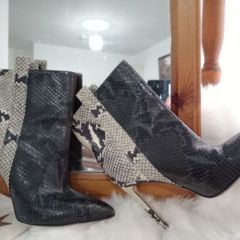 Authentic Paris Texas two tones python snake skin leather 100mm heels ankle boots