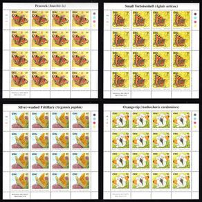 2000 Ireland Fauna & Flora (Butterflies) Commemorative Stamps Sheetlet Plate 1A1A1A1A Mint Never Hinged (MNH)