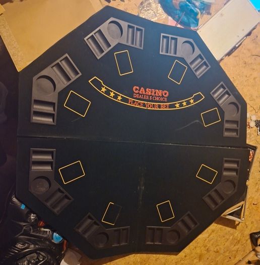 Casino Layout Texas Hold Em Tournament Folding Poker Table Top x2 & Accessories