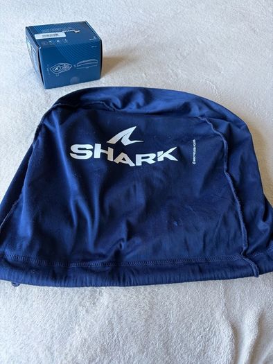 shark motorcycle helmet with Sena Bluetooth kit installed