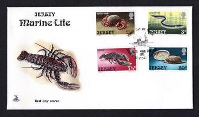 1973 Jersey Marine Life Commemorative Stamps Addressed First Day Cover (FDC)