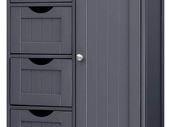 _Bathroom Cabinet, Storage Cupboard, with 4 Drawers, Single Door, Height Adjustable Board, for Living Room, Kitchen, Hallway, Gray