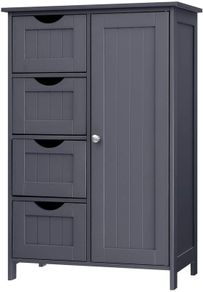 _Bathroom Cabinet, Storage Cupboard, with 4 Drawers, Single Door, Height Adjustable Board, for Living Room, Kitchen, Hallway, Gray