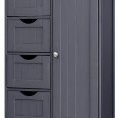 _Bathroom Cabinet, Storage Cupboard, with 4 Drawers, Single Door, Height Adjustable Board, for Living Room, Kitchen, Hallway, Gray