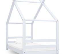 Kids Bed Frame White Solid Pine Wood 80x160 cm