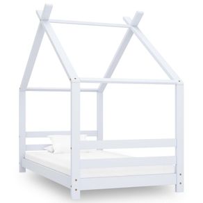 Kids Bed Frame White Solid Pine Wood 80x160 cm
