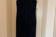 Escada Margaretha Ley black lace over blue Dress size 10