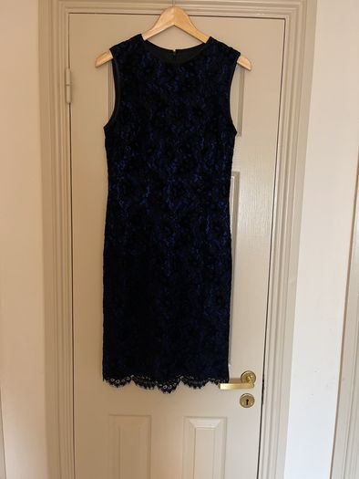 Escada Margaretha Ley black lace over blue Dress size 10