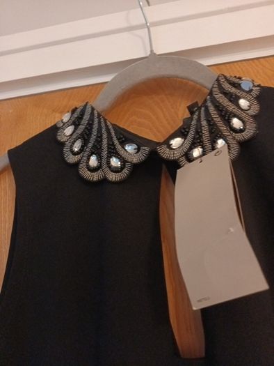 Next Petite Black Dress With  Stone  & Beading  Neckline. S.10.  B.N.W.T