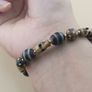 Vintage Himalayan Dzi Bracelet Two Eyes Agate & Striped Agate Beads Image 2
