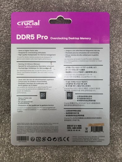 Crucial 32gb Ddr5 Ram 6400mt/s Cl38 NEW