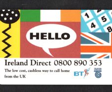 Great Britain Hello / Ireland Direct British Telecom phone card