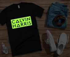 Calvin Harris t-shirt glow in the dark logo t-shirt Calvin Harris dj t-shirt tee top shirt