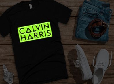 Calvin Harris t-shirt glow in the dark logo t-shirt Calvin Harris dj t-shirt tee top shirt