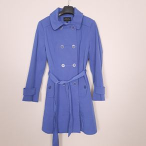 Debenhams Royal Blue Double Breasted Belted Petite Trench Coat Jacket 16UK/44EU