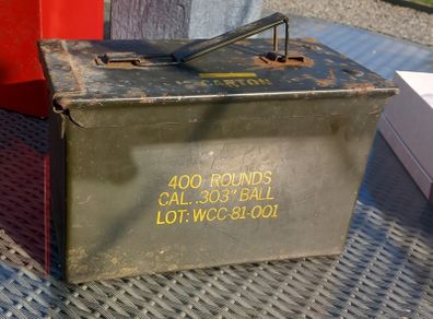 Military ammo metal box, old, original, D18