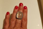 silver ring with pink quartz
