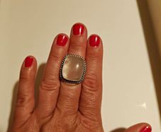 silver ring with pink quartz