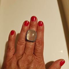 silver ring with pink quartz
