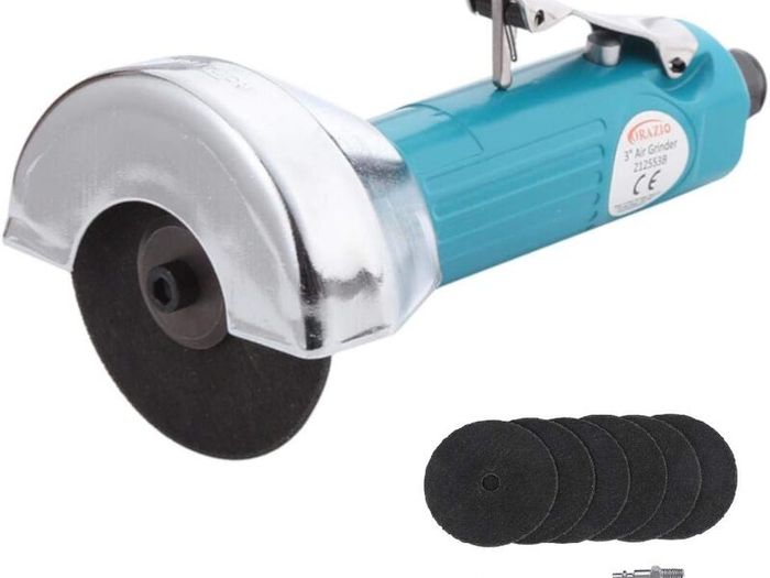 Air Cut-Off Tool 3 Inch 75mm Pneumatic Grinder Cutter Straight Grinding Saw with 6 Cutting Discs
