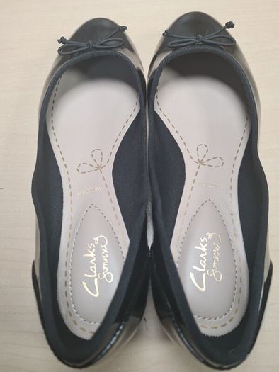 womens CLARKS Somerset Black leather ballerina flats shoes pumps Size UK 4.5 wide fit EU 37.5