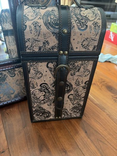 Vintage Stamp Print Mirror and Matching Wine Box Set