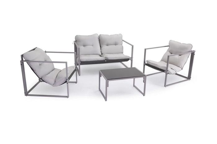 Roma 4 Piece Garden Furniture Set Sofa, 2 Chairs