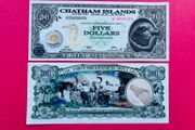 Chatham Islands ( New Zealand ) 5 Dollars   Scarce. UNC. 2001  LIMITED Commemorative Issue.  UNC Polymer  Tyvek  )