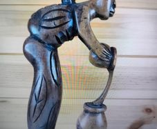 Hand-Carved Ebony Wood Statuette of Mother and Child, 'Afia Maame' Ghana Africa