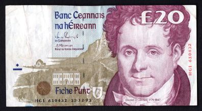 1993 Ireland IR20 Daniel O Connell Banknote Series C. Note issued 13/12/93. Serial number HG610432