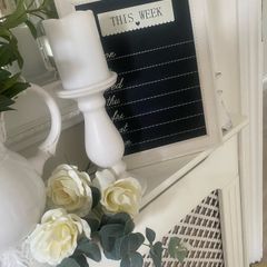 ShabbyChic Bundle..Board ,Flowers ,Candle Holder with Battery Operated Candle