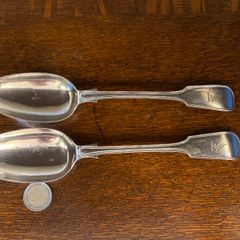 Pair of Antique Silver-plated Spoons by Daniel & Arter