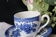 Asiatic Pheasant Blue by Johnson Bros. Espresso Coffee Cup and Saucer
