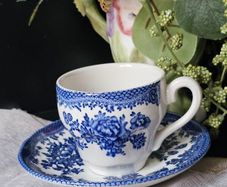 Asiatic Pheasant Blue by Johnson Bros. Espresso Coffee Cup and Saucer